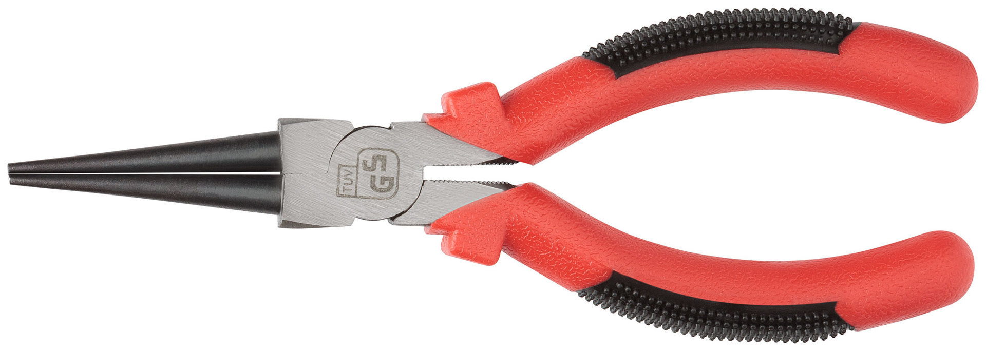 Круглогубцы Стандарт, красно-черные пластиковые ручки, полированная сталь 165 мм