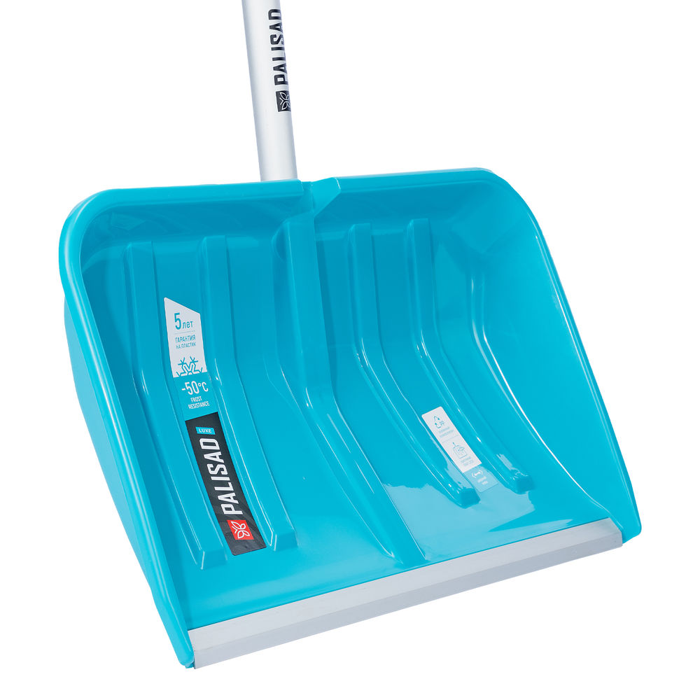 Лопата-скрепер для уборки снега, полипропилен, 550х340х1450 мм, алюминиевый черенок, ПВХ, LUXE Palisad (61727)