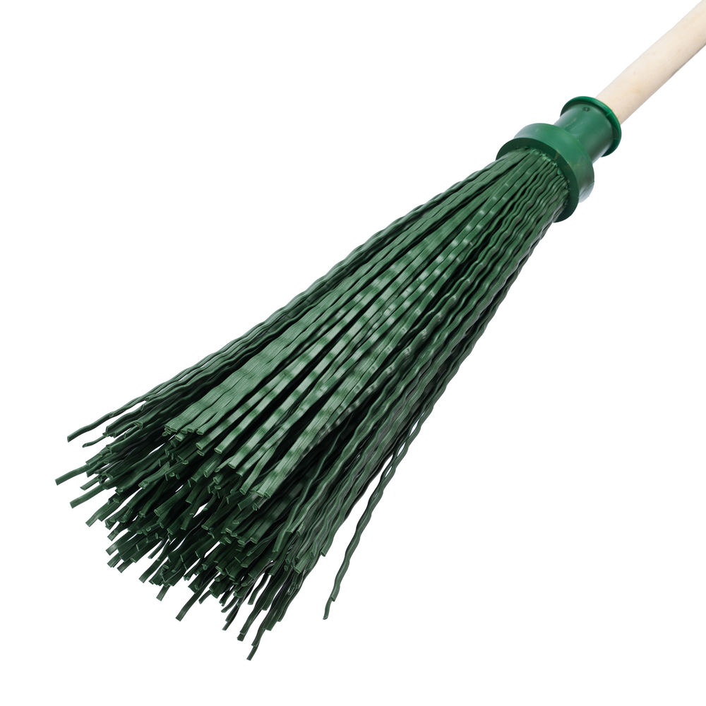 Метла полипропиленовая, 140 х 310 х 1550 мм, круглая, с ободом, деревянный черенок, Сибртех (63217)