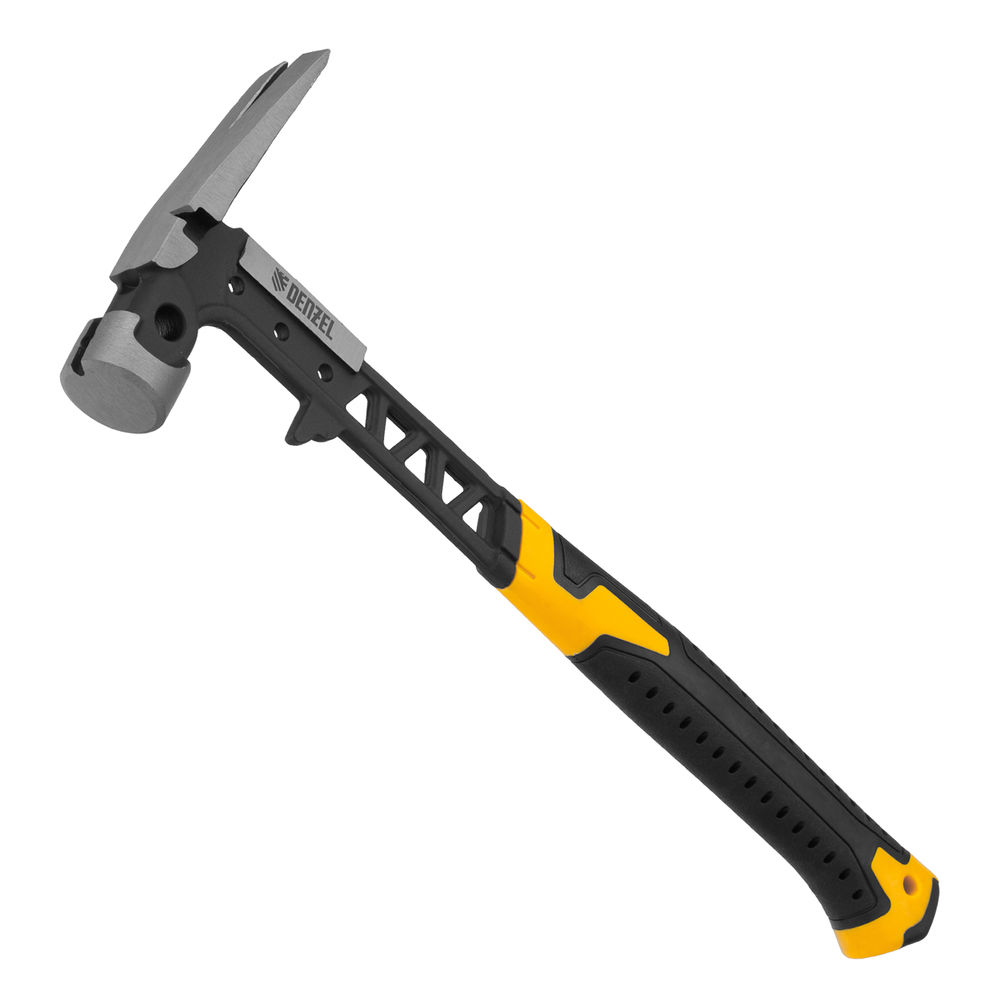 Молоток строительный 450 г, цельнокованый,боек с магнитом, двухкомп. обрезин. рук-ка Denzel (10468)