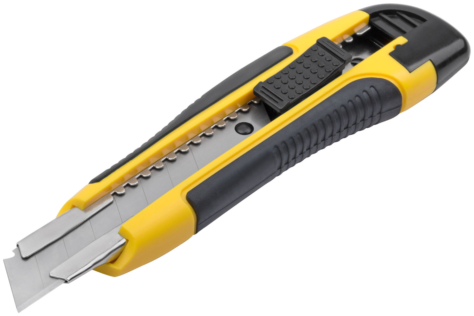 Нож технический 18 мм усиленный прорезиненный, 2-х сторонняя автофиксация Профи (10258)