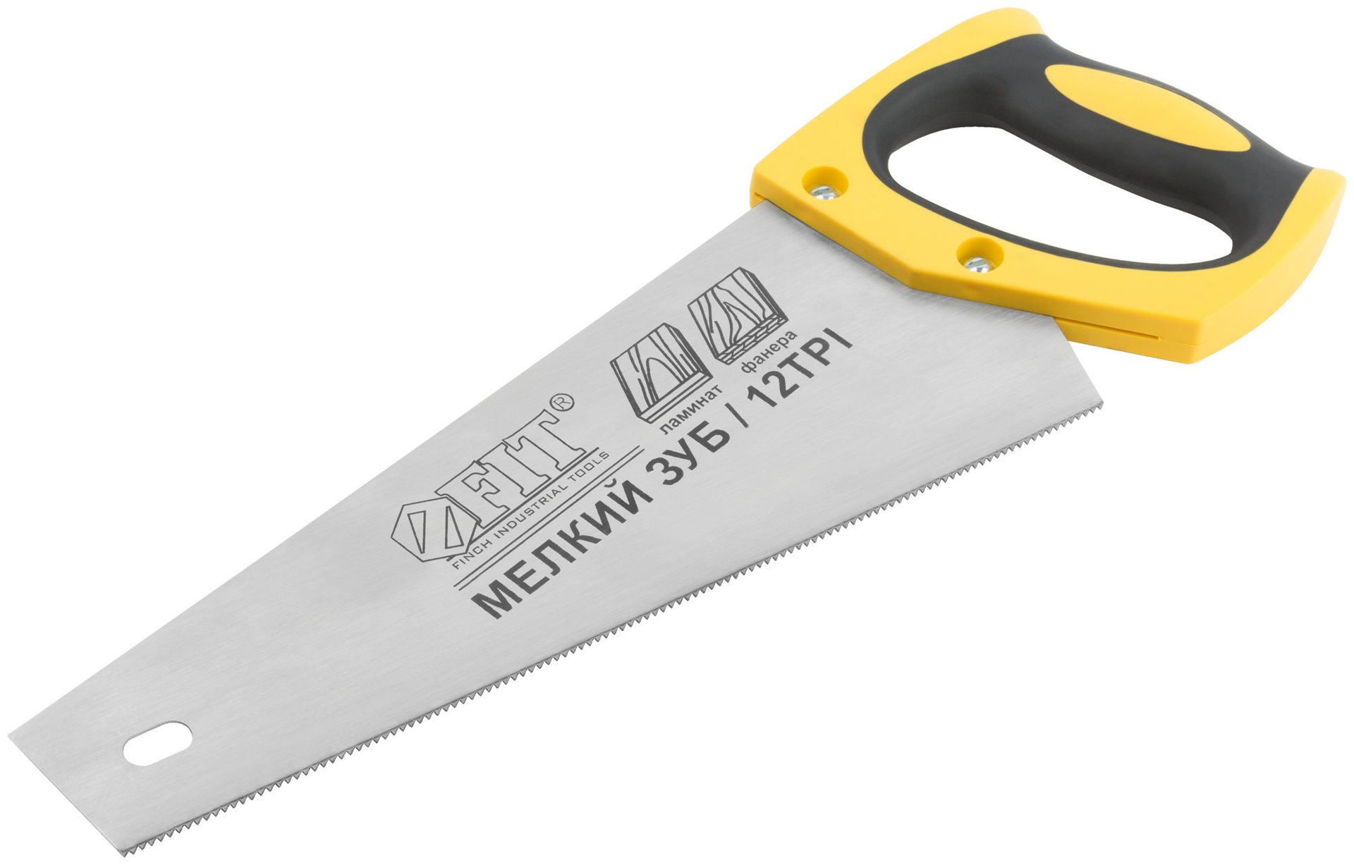 Ножовка по ламинату, мелкий каленый зуб 12 ТPI (шаг 2 мм), заточка, пласт.прорезиненная ручка 300 мм (40477)