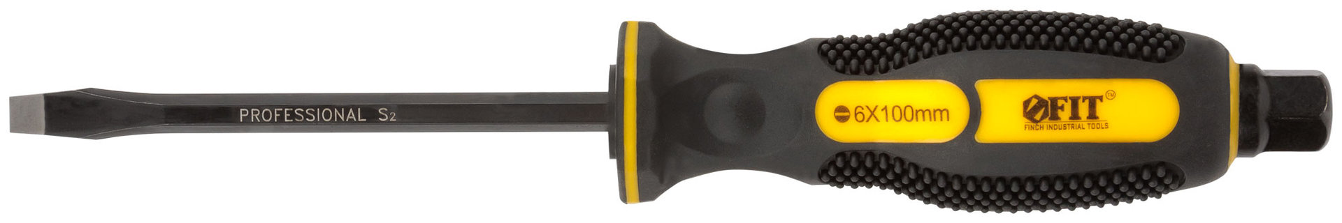 Отверткa ударная, сталь S2, шестигран.жало, боек под ключ, прорезиненная ручка, Профи 6х100 мм SL