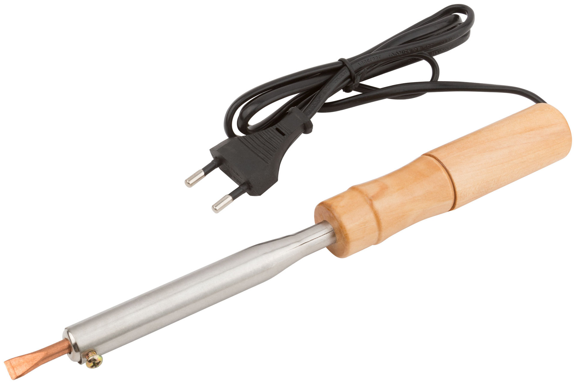 Паяльник 220 В, деревянная ручка, плоское жало D=5,8 мм, 60 Вт (60486)