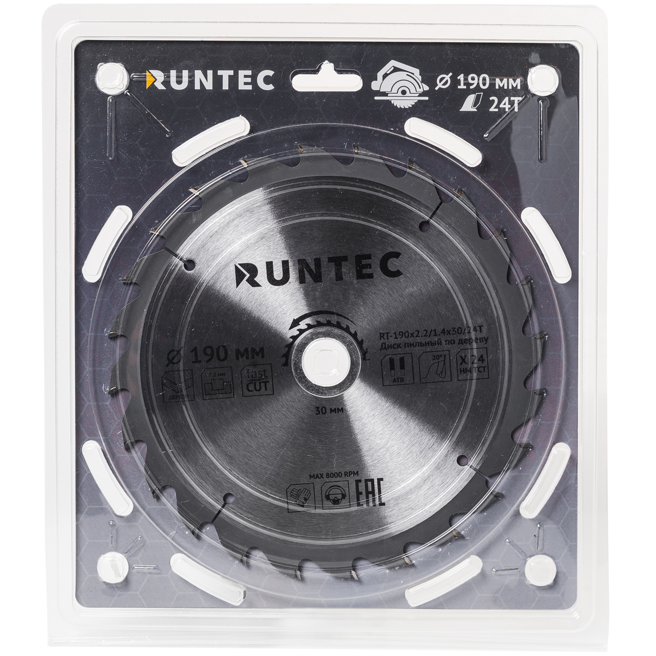 Диск пильный по дереву (190х30 мм 24T) RUNTEC RT-190x2.2/1.4x30/24T
