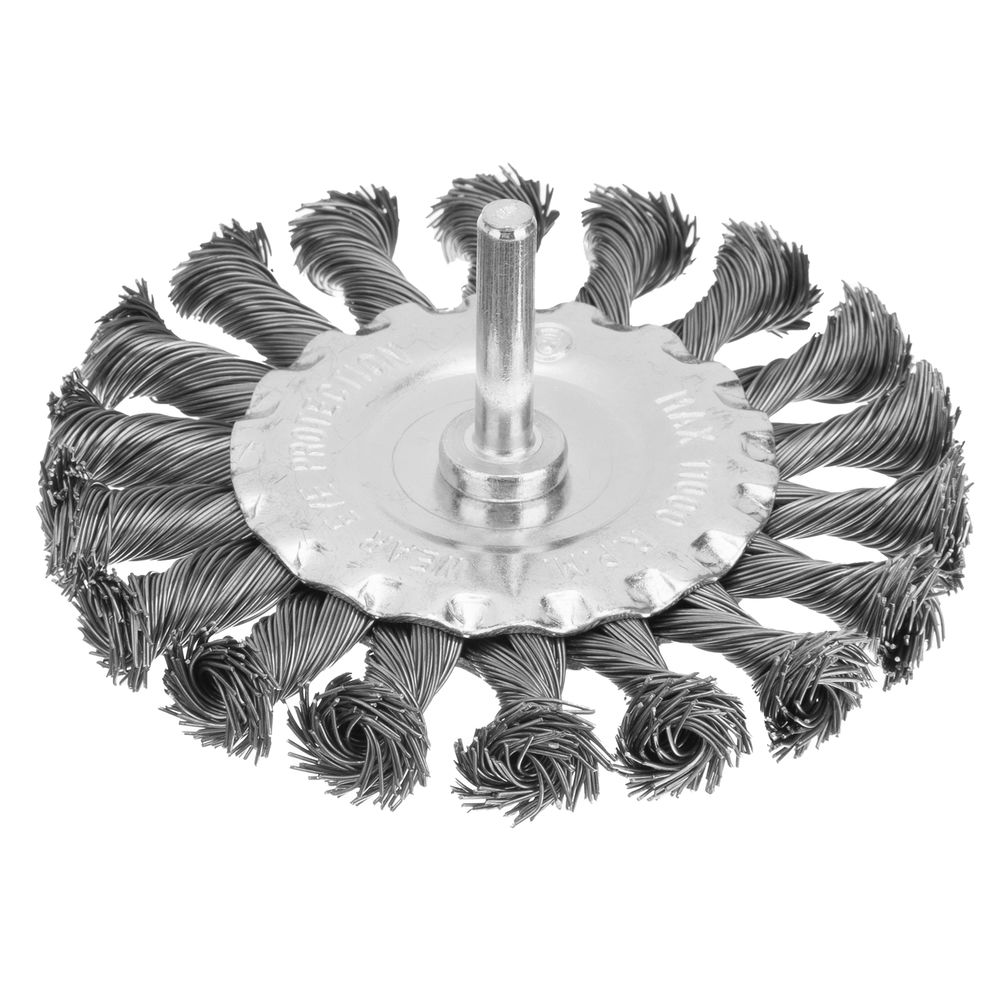 Щетка для дрели, 100 мм, плоская со шпилькой, крученая металлическая проволока Matrix (74432)
