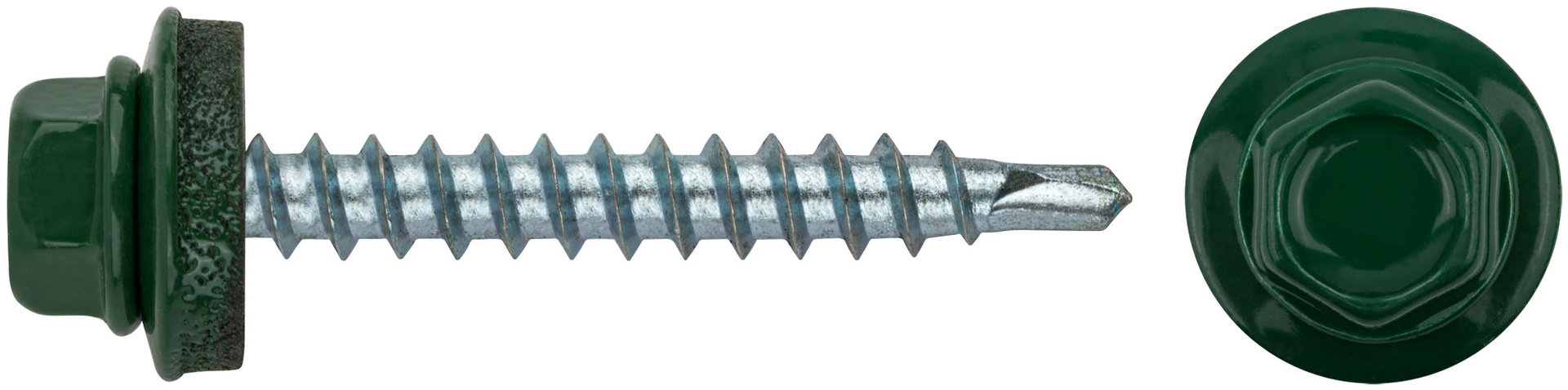 Шурупы кровельные со сверлом 4.8 х 38 зеленый 100шт , RAL 6002 Фасовка (23532-0)