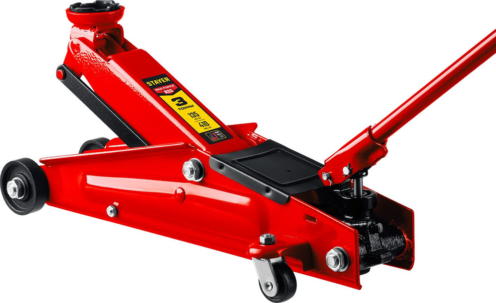 Домкрат подкатной 3 т, 135 - 410 мм с увеличенным подъемом и поворотной ручкой RED FORCE Professional STAYER 43151-3