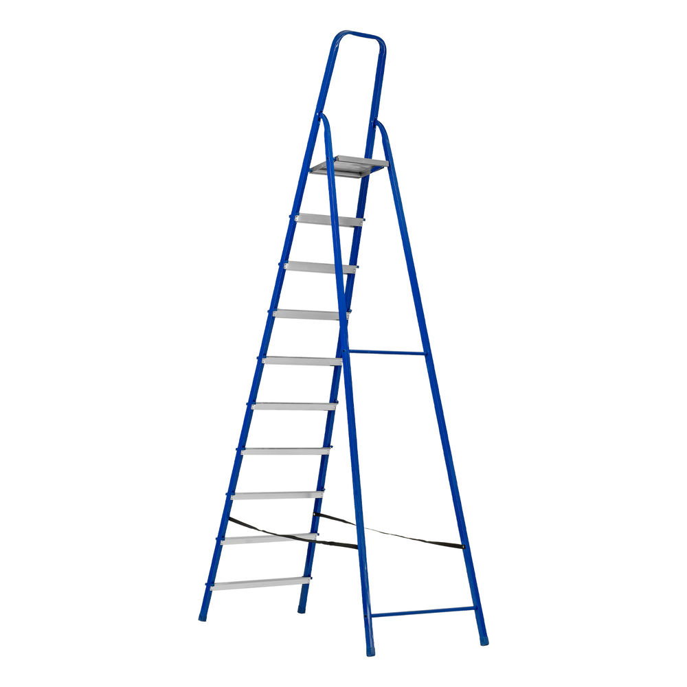 Стремянка, 10 ступеней, стальной профиль, алюминиевые ступени Сибртех (97960)