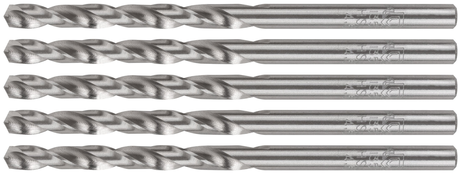 Сверла по металлу HSS шлифованные, угол заточки 135°, 4,5 x 80 мм (5 шт.) (35690М)