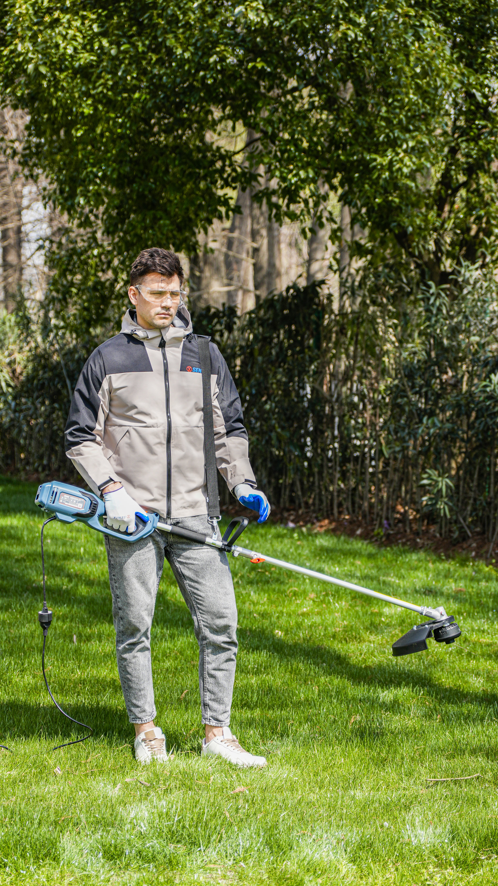 Триммер сетевой, 1200 Вт, 34 см (леска), 23 см (нож), D-рукоятка