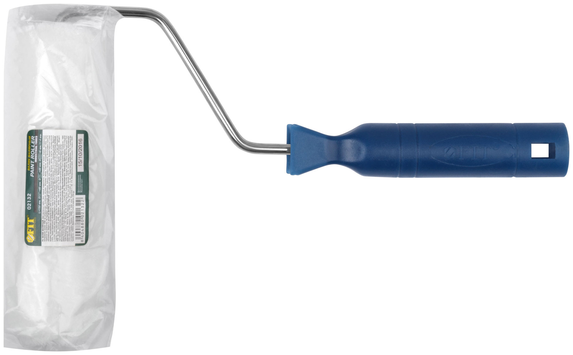 Валик велюровый, диаметр 40/48 мм, бюгель 6 мм, ворс 4 мм, белый, 150 мм (02132)