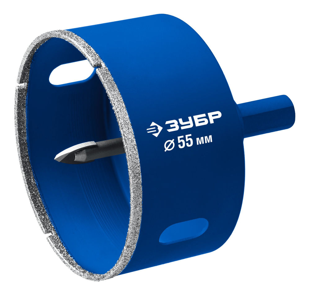 Коронка алмазная АГК, d 55 мм, центр. сверло, трехгранный хвост, Р60 ЗУБР Профессионал 29850-55