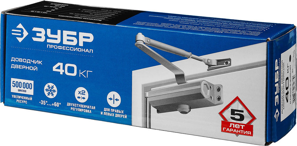 Доводчик дверной до 40 кг цвет коричневый ЗУБР Профессионал 37912-50