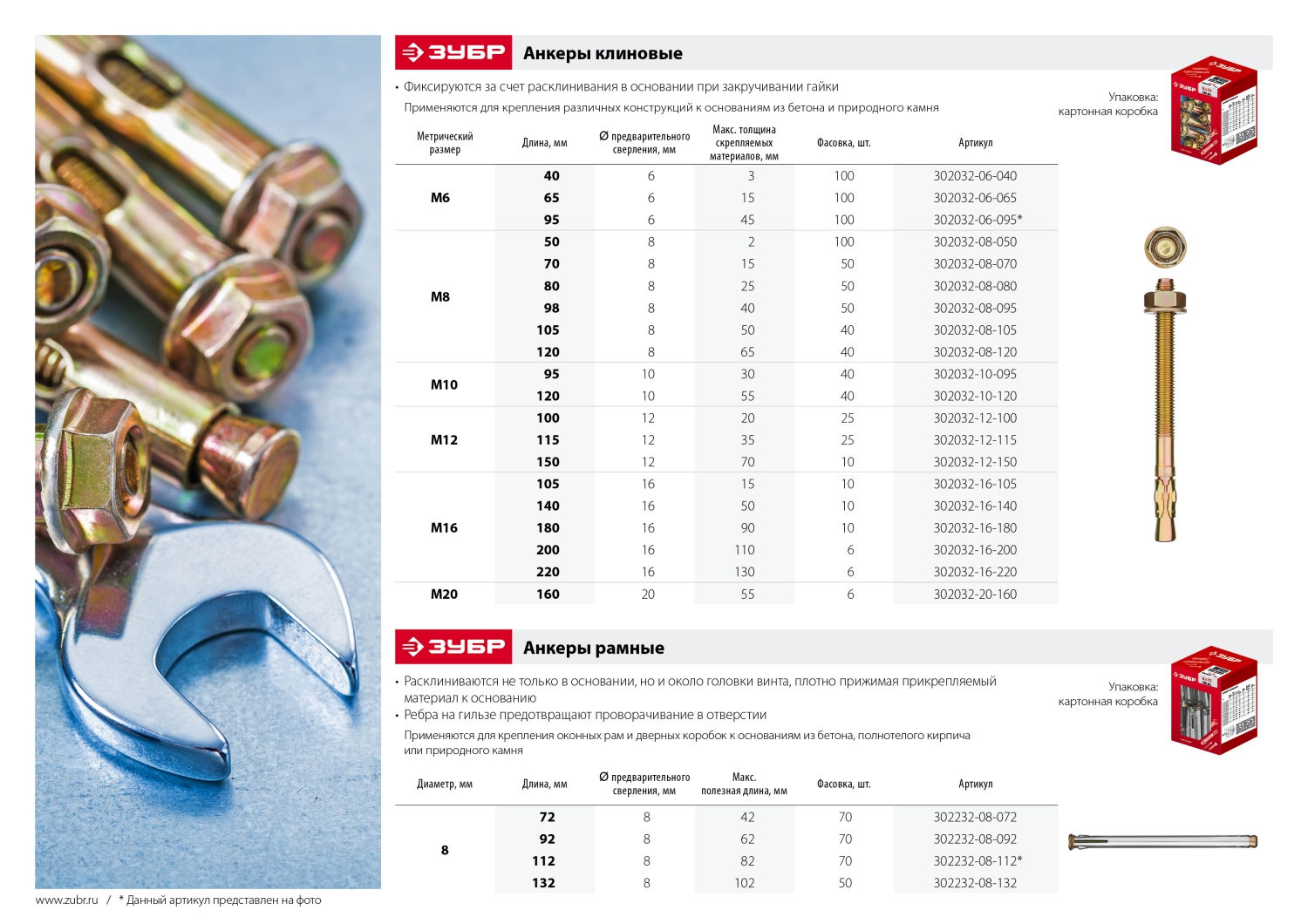 ЗУБР М12 х 100 мм, 25 шт, клиновой анкер (302032-12-100)