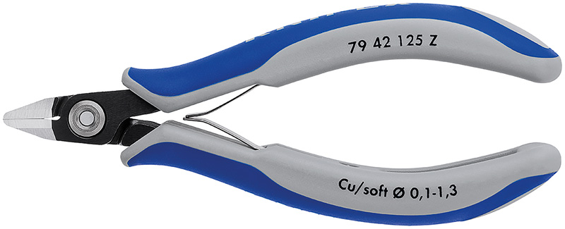 Бокорезы прецизионные, острая головка, для мягких материалов, 125 мм, 2-комп ручки (KN-7942125Z)