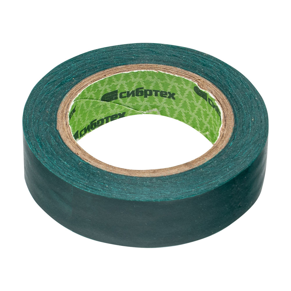 Изолента ПВХ, 15 мм х 10 м, зеленая Сибртех (88791)