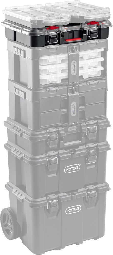 Ящик-органайзер пластиковый 525 х 345 х 147 мм (21) с 10 регулируемыми ячейками STACKNROLL KETER 38399