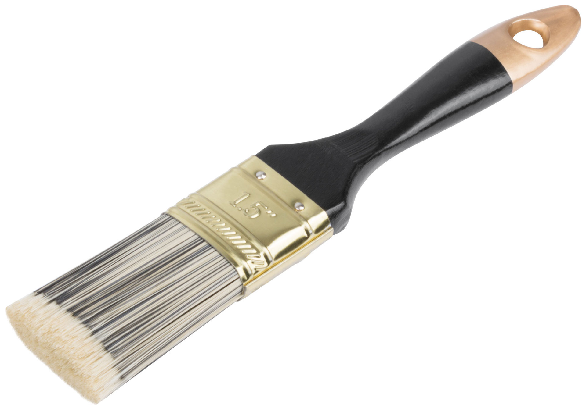 Кисть флейцевая Стайл, искусственная черно-белая щетина, деревянная ручка 1,5 (38 мм) (01184)