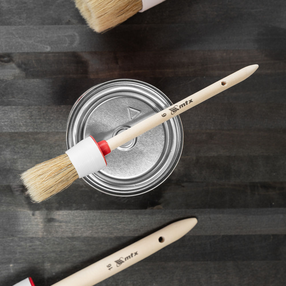 Кисть круглая № 6 (30 мм) натуральная щетина, деревянная ручка MTX (82076)