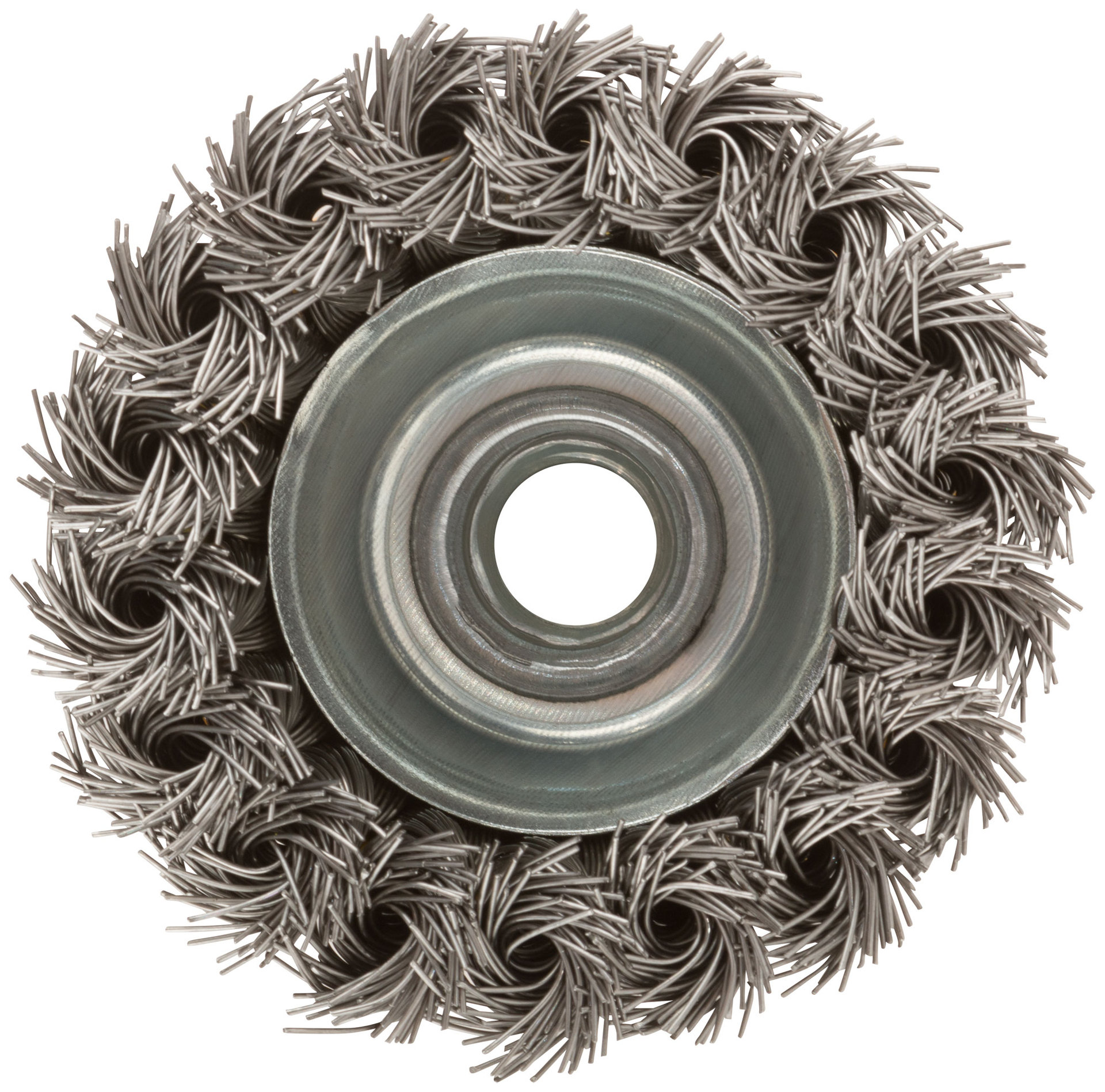 Корщетка-чашка, гайка М14, витая проволока, нержавеющая сталь 75 мм (38847)