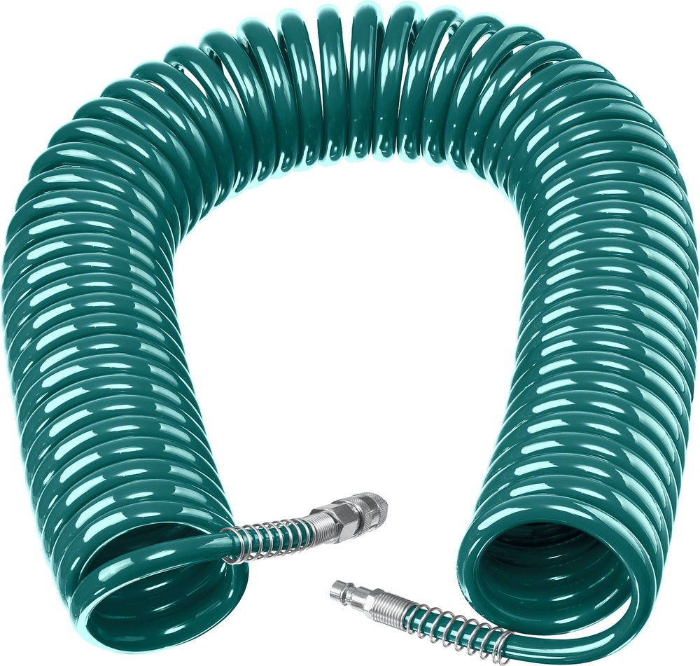 Воздушный спиральный шланг с фитингами рапид, 20 м, 8 х 12 мм, 15 бар KRAFTOOL 06590-20
