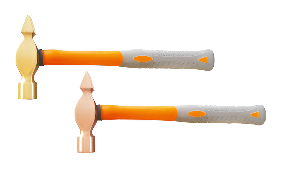 Молоток с поперечным кр.бойком 0,9 кг AlCu рукоятка фибергласс, искробезопасный 189B-1004, HORTZ