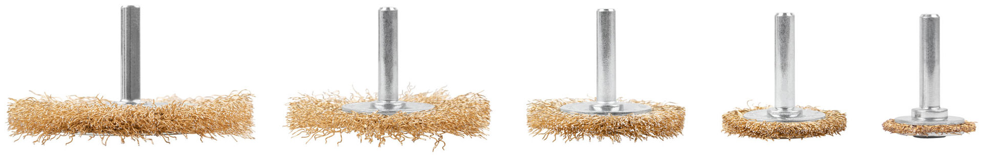 Набор щеток для дрели, 5 шт. (Плоские 25,38,50,65,75 мм, латун. витая проволока, блистер, CUTOP Profi