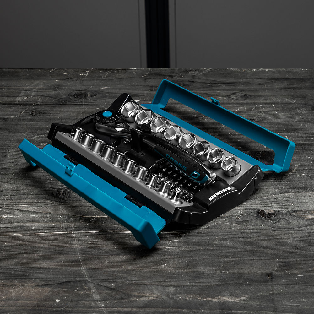 Набор торцевых головок, трещотка 120 зубьев, 1/2, CrV, 36 предметов Gross