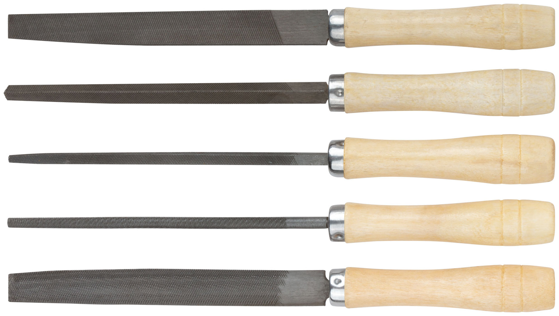 Напильники, набор 5 шт., деревянная ручка 150 мм (42510)