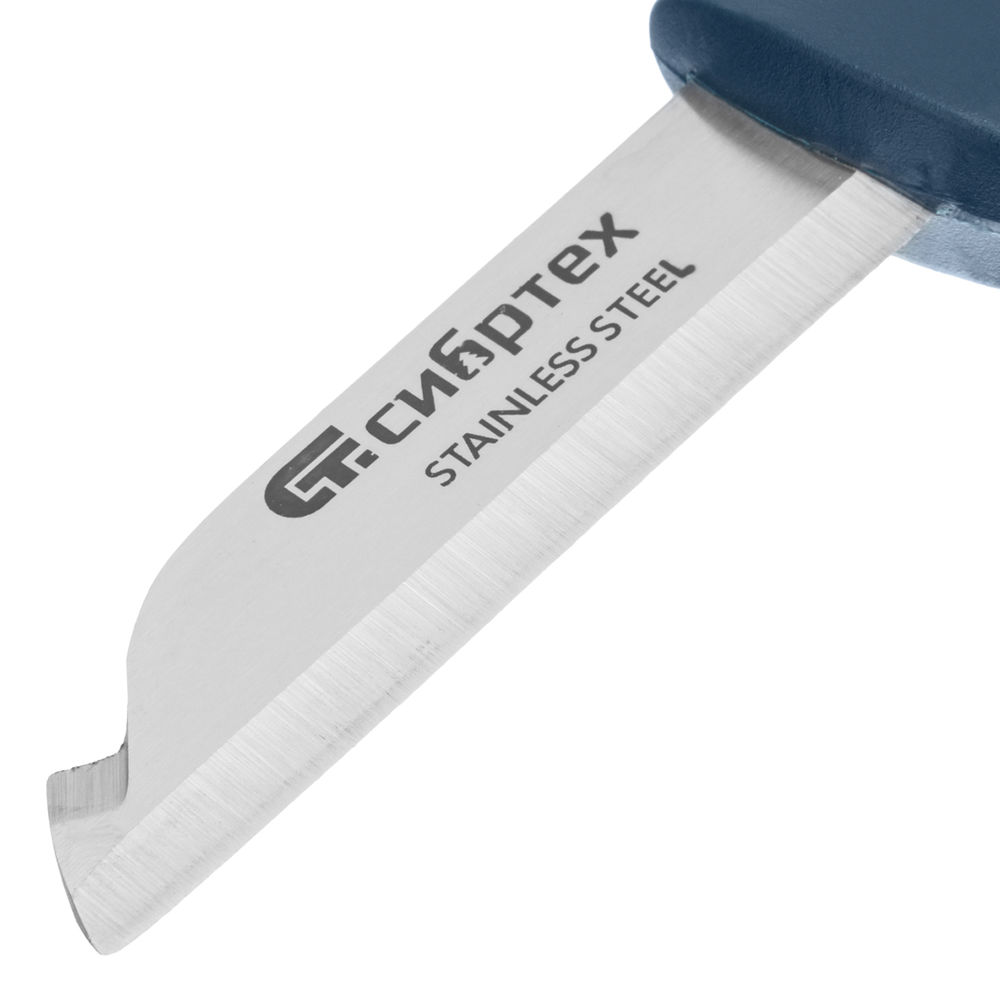 Нож монтажника с чехлом, обрезиненная рукоятка, 190 мм, лезвие 67 мм Сибртех (79012)