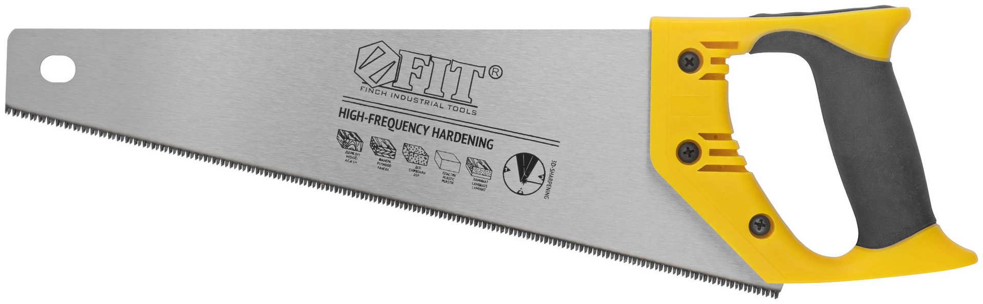 Ножовка по дереву, мелкий каленый зуб 13 ТPI, 3D заточка, пласт.прорезиненная ручка, Профи 350 мм (40473)