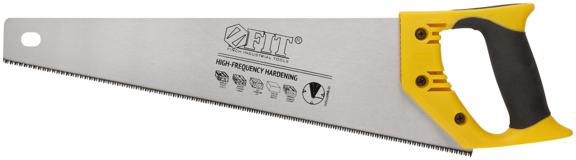 Ножовка по дереву, мелкий каленый зуб 13 ТPI, 3D заточка, пласт.прорезиненная ручка, Профи 400 мм (40474)