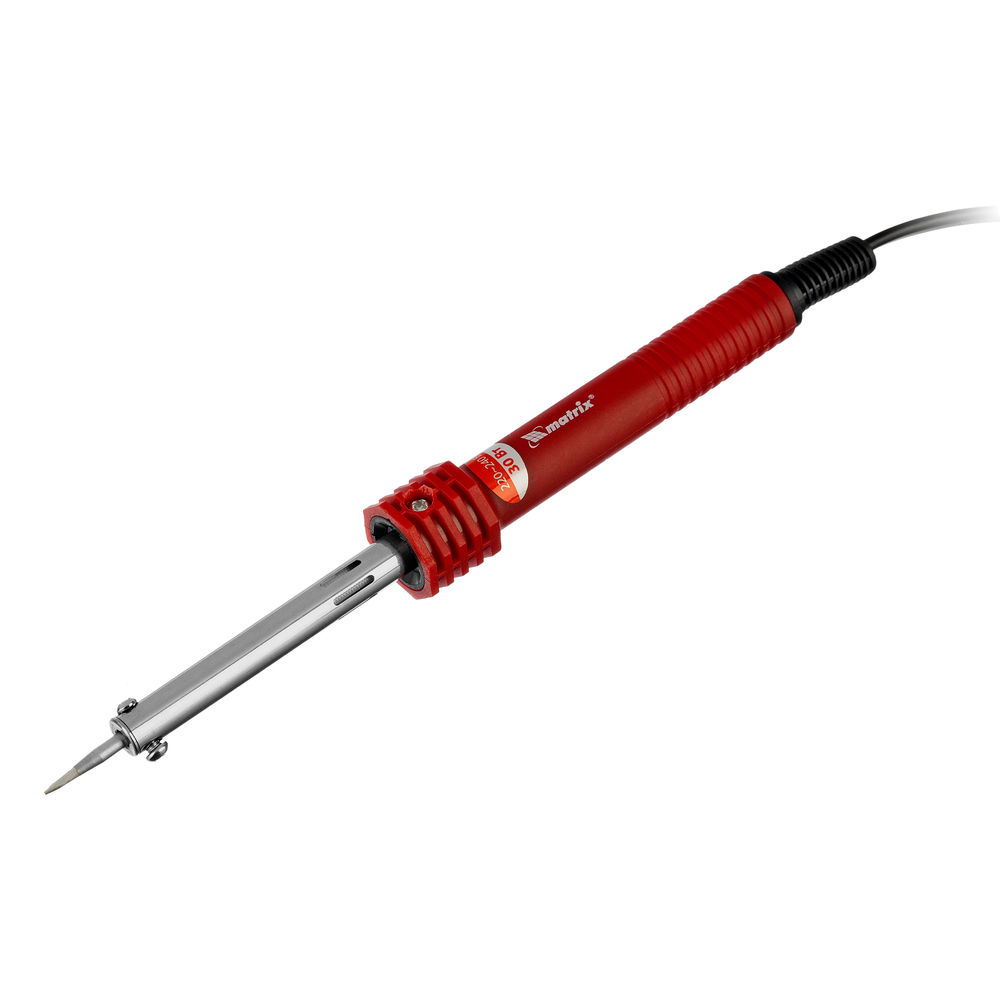 Паяльник, пластиковая рукоятка, медный наконечник с долговечным защитным покрытием, 220 В, 30 W Matrix (913003)