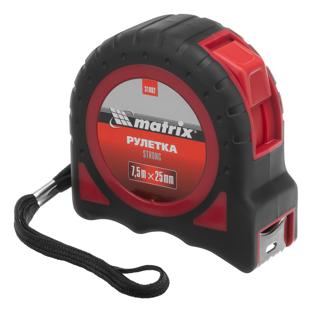 Рулетка Strong,7,5 м х 25 мм,обрезиненный корпус Matrix