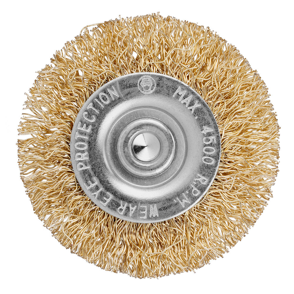 Щетка для дрели, 50 мм, плоская со шпилькой, латунированная витая проволока Matrix (74444)
