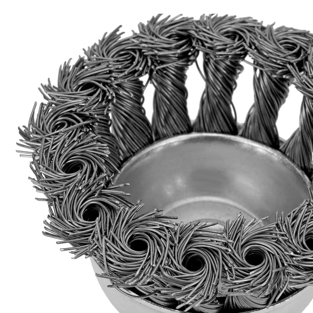 Щетка для дрели, 65 мм, чашка со шпилькой, крученая металлическая проволока Matrix (74468)