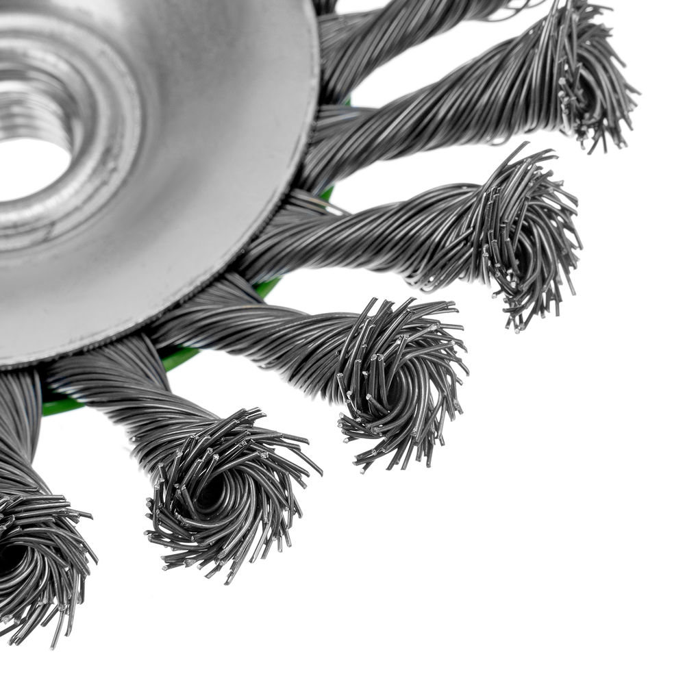 Щетка для УШМ, 125 мм, М14, тарелка, крученая металлическая проволока Сибртех (746117)