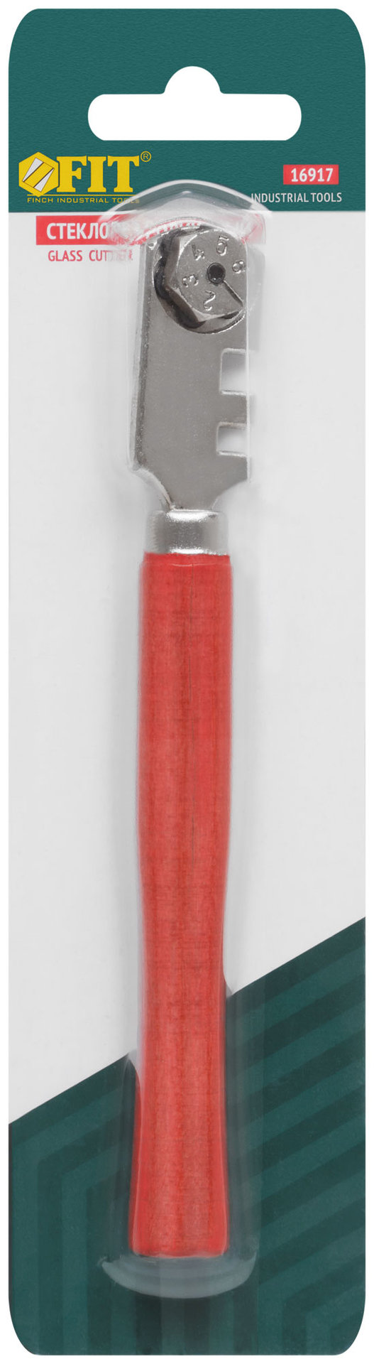 Стеклорез роликовый, 6 роликов, деревянная ручка (16917)