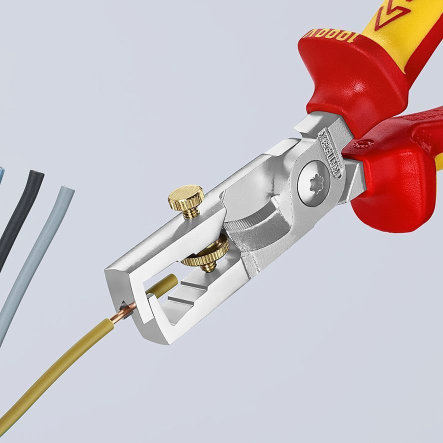 StriX стриппер-кабелерез 2-в-1 VDE, 180 мм, хром, 2-комп ручки, проушина для страховки (KN-1366180T)