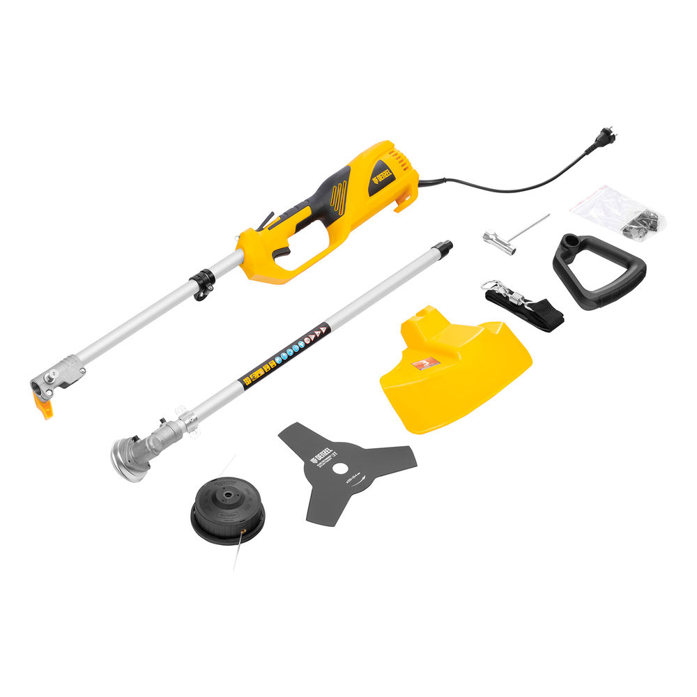 Триммер электрический TE-1200, 1200 Вт, 380 мм, катушка + диск, разборная штанга Denzel (96611)