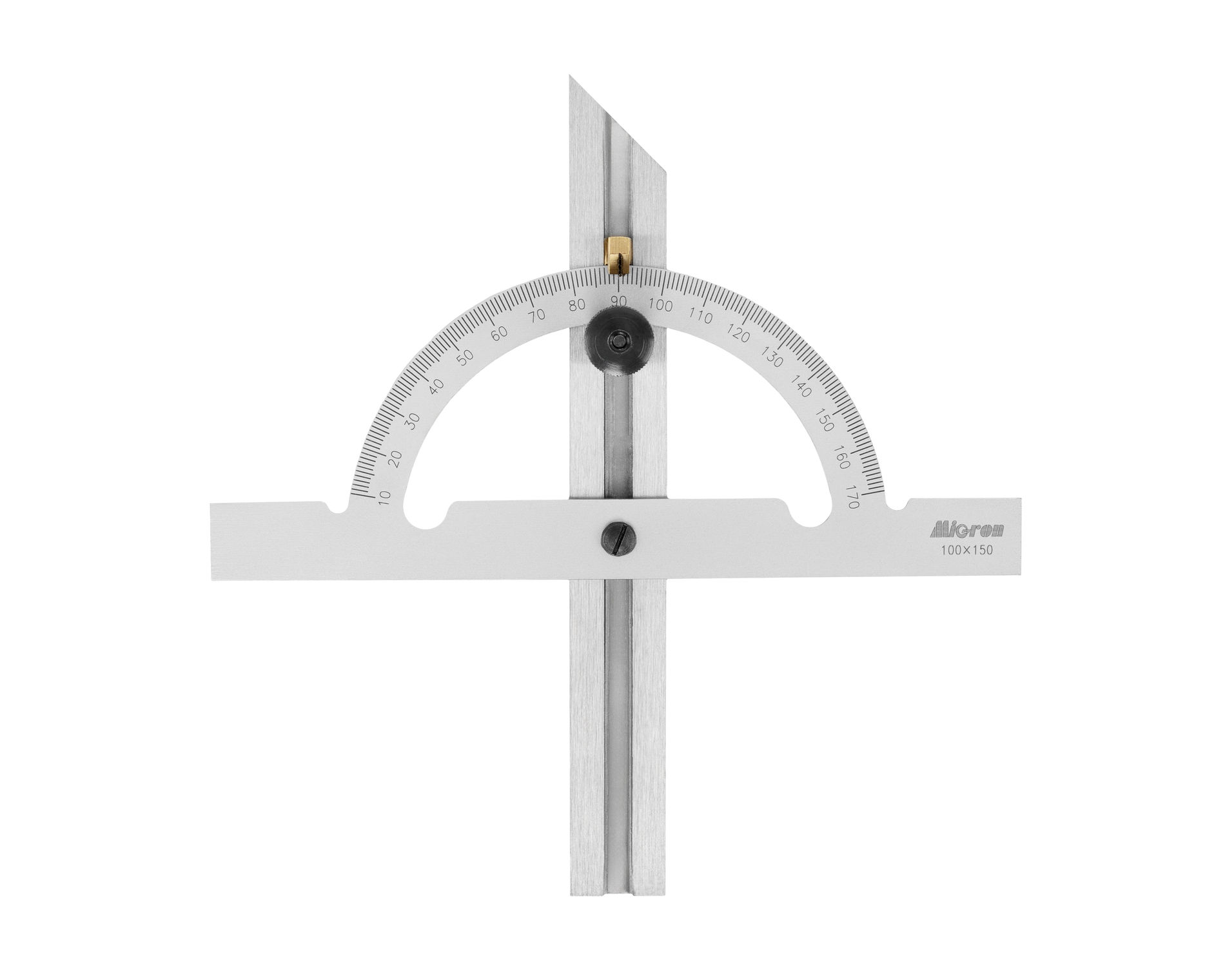 Угломер-транспортир мод. УТ 10-170° (100x150мм 1°) регулир.рейка (ГРСИ №93019-24) Мicron