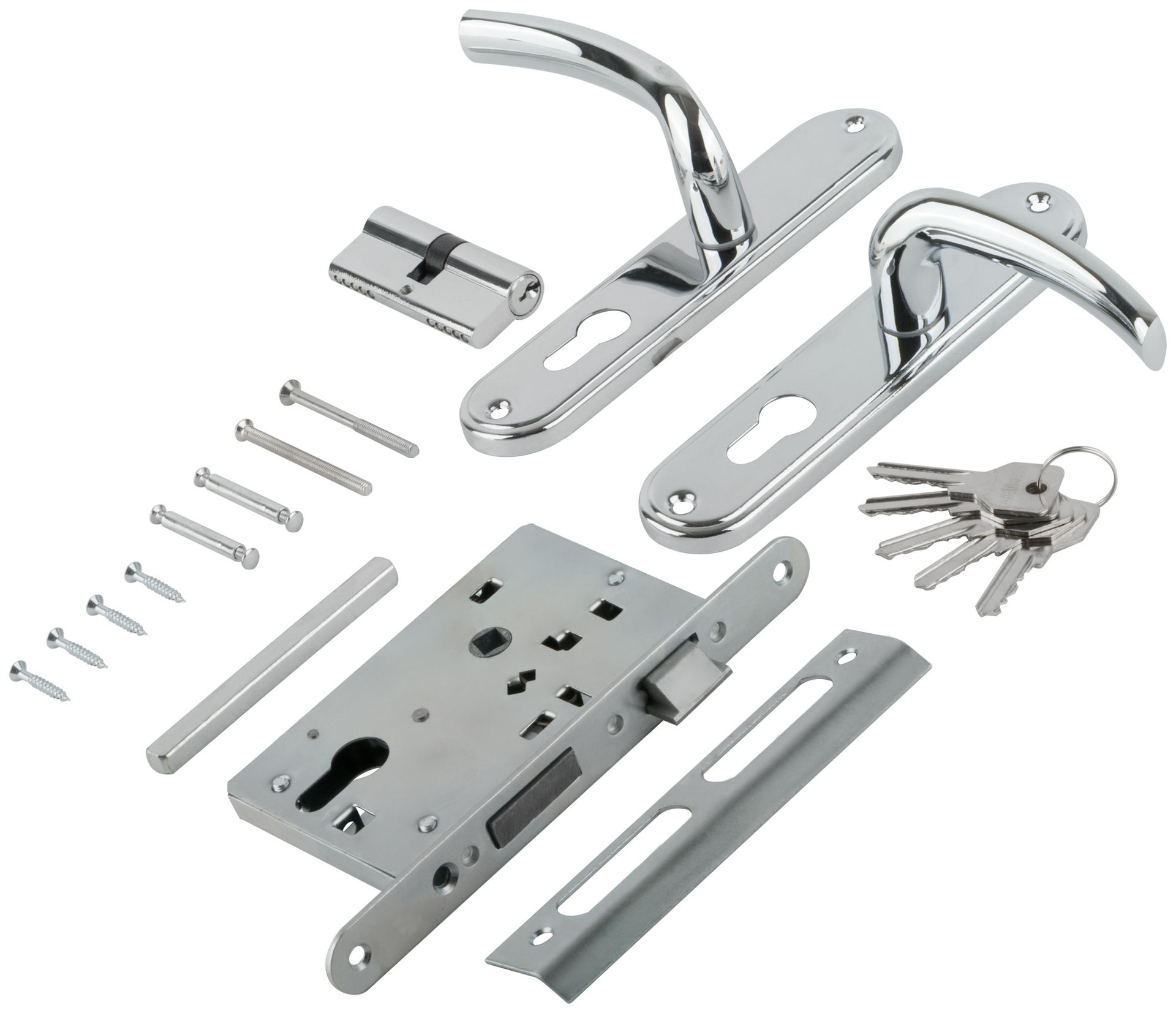 Замок врезной с ручками Стандарт ЗВ4-7.03С, хром (66998)