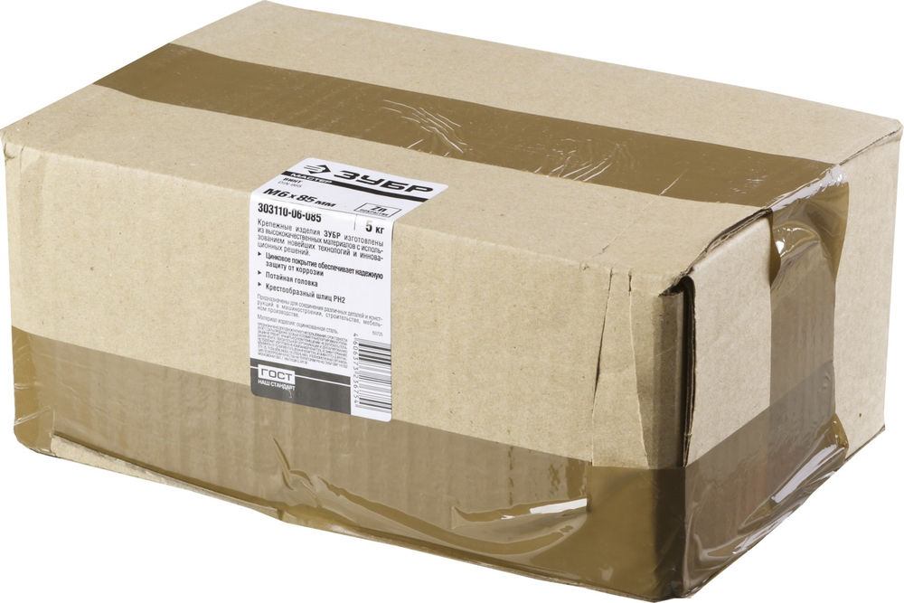 Винт с потайной головкой M6?85 мм DIN 965 кл. пр. 4.8 цинк 5 кг ЗУБР 303110-06-085