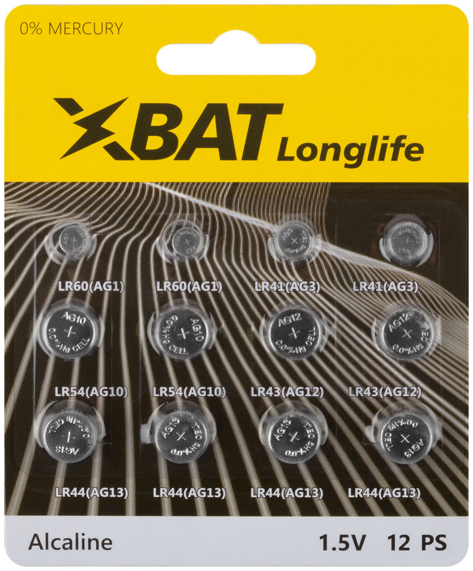 Батарейка щелочная, тип AG1*2 шт, AG3*2 шт, AG10*2 шт, AG12*2 шт, AG13*4 шт (SETLR-12BPC)