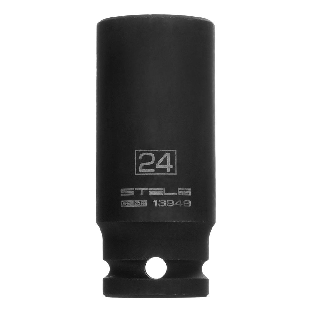 Головка ударная удлиненная шестигранная, 24 мм, 1/2, CrMo Stels