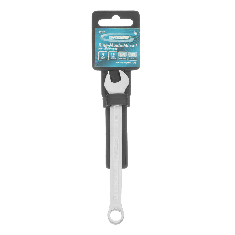Ключ комбинированный 9 мм, CrV, холодный штамп Gross (15128)