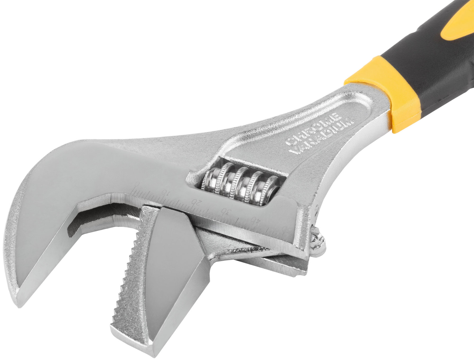 Ключ разводной Техно CrV, узкие + переставная губки, шкала, увеличен.захват, прорезин.ручка 250 мм ( 52 мм )