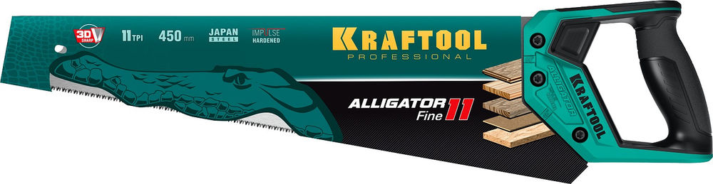 Ножовка для точного реза Alligator Fine 11, 450 мм KRAFTOOL 15203-45