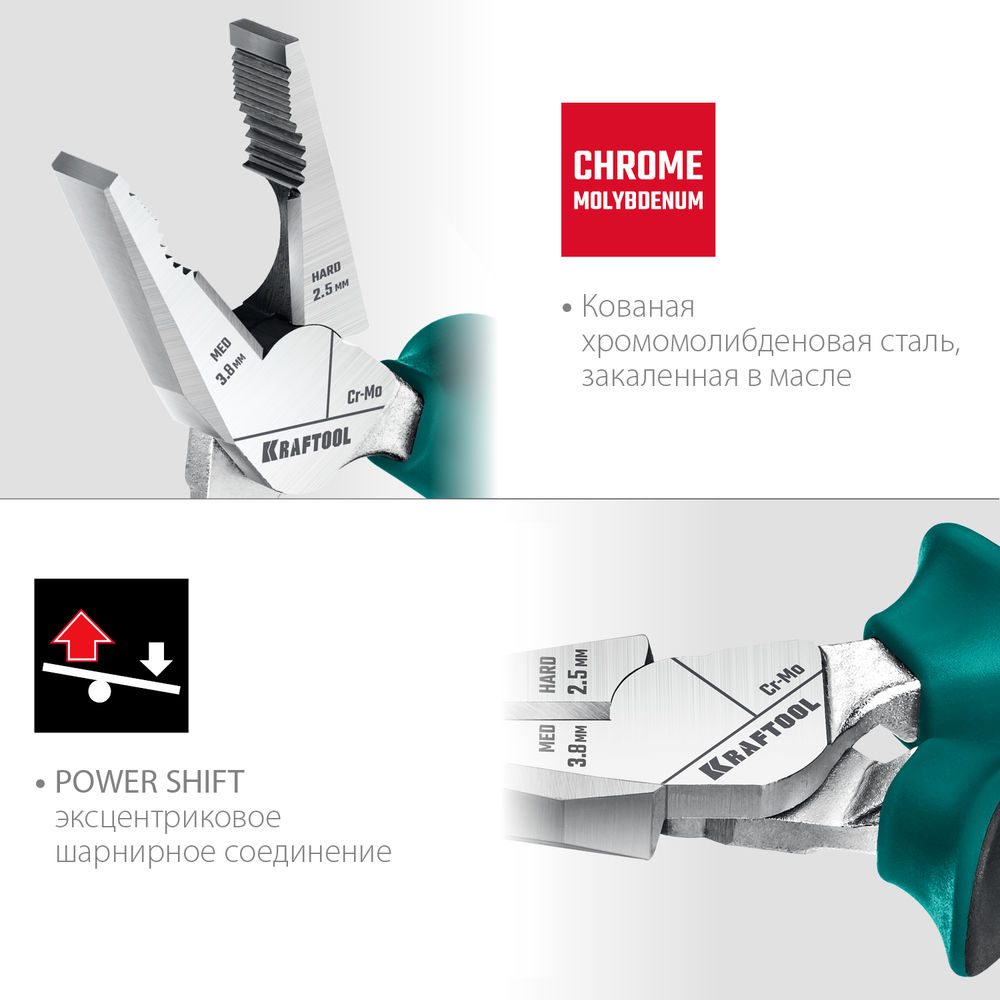 Комбинированные плоскогубцы KraftMax, 200 мм, с эксцентриковым шарниром KRAFTOOL 22011-1-20_z01